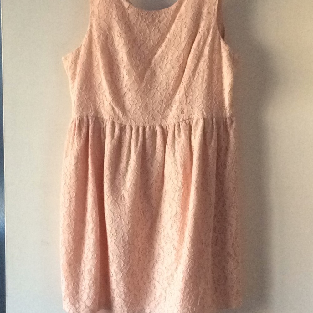 Peach dress.